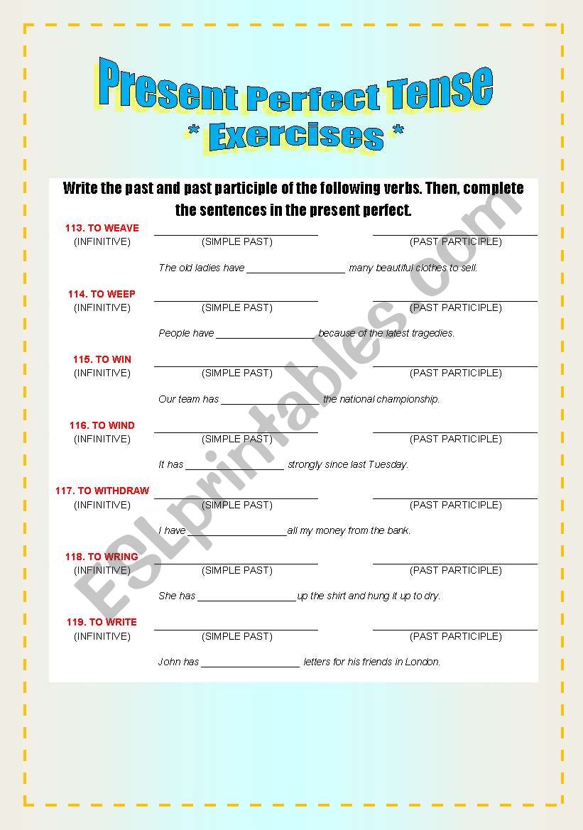 Exercises - Verbs & Present Perfect [8/8]